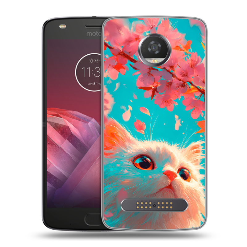Силиконовый чехол на Motorola Moto Z2 Play с принтом Красивый кот Силиконовый чехол на Motorola Moto Z2 Play с принтом Красивый кот