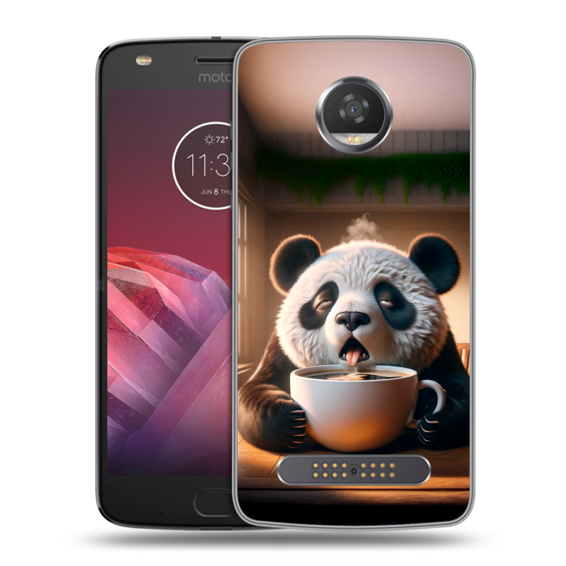 Силиконовый чехол на Motorola Moto Z2 Play с принтом смешная панда Силиконовый чехол на Motorola Moto Z2 Play с принтом смешная панда