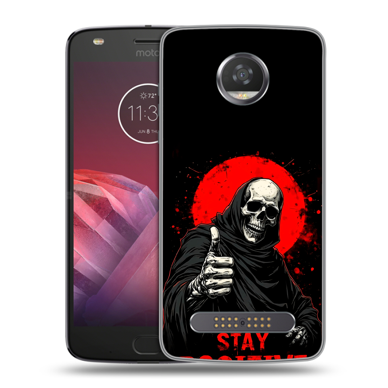Силиконовый чехол на Motorola Moto Z2 Play с принтом смешной скелет Силиконовый чехол на Motorola Moto Z2 Play с принтом смешной скелет