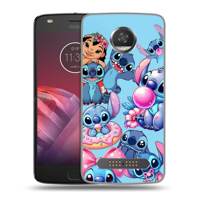 Силиконовый чехол на Motorola Moto Z2 Play с принтом Лило и Стич Силиконовый чехол на Motorola Moto Z2 Play с принтом Лило и Стич