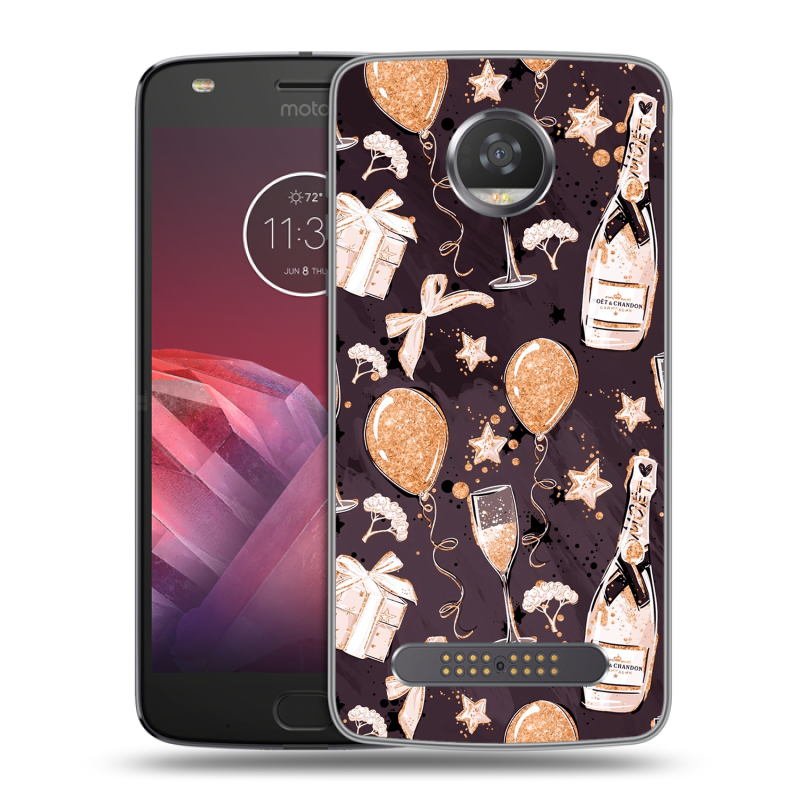 Силиконовый чехол на Motorola Moto Z2 Play с принтом Новый год Силиконовый чехол на Motorola Moto Z2 Play с принтом Новый год