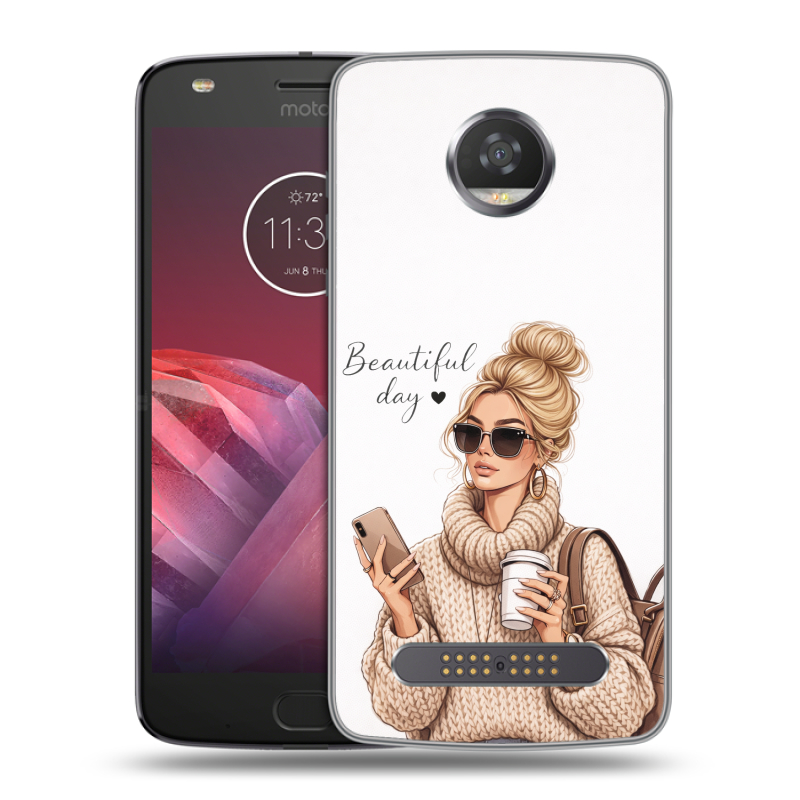 Силиконовый чехол на Motorola Moto Z2 Play с принтом женский Силиконовый чехол на Motorola Moto Z2 Play с принтом женский