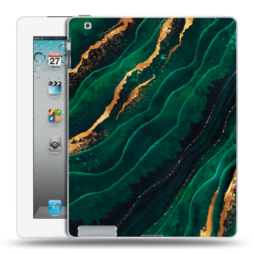 Пластиковый чехол на Ipad 2/3/4 с принтом Мрамор зеленое золото