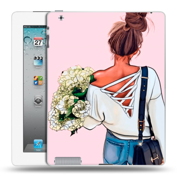 Пластиковый чехол на Ipad 2/3/4 с принтом Девушка и букет