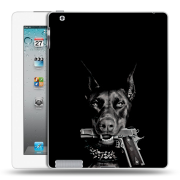 Пластиковый чехол на Ipad 2/3/4 с принтом Доберман и пистолет