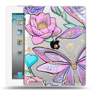 Пластиковый чехол на Ipad 2/3/4 с принтом Бабочки и цветы