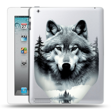 Пластиковый чехол на Ipad 2/3/4 с принтом Волк в лесу