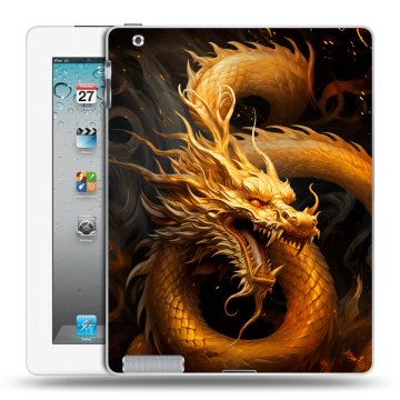 Пластиковый чехол на Ipad 2/3/4 с принтом Золотой дракон Пластиковый чехол на Ipad 2/3/4 с принтом Золотой дракон