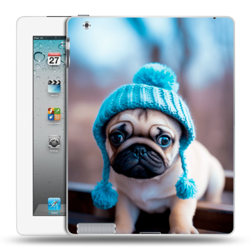 Пластиковый чехол на Ipad 2/3/4 с принтом Мопс в шапке Пластиковый чехол на Ipad 2/3/4 с принтом Мопс в шапке