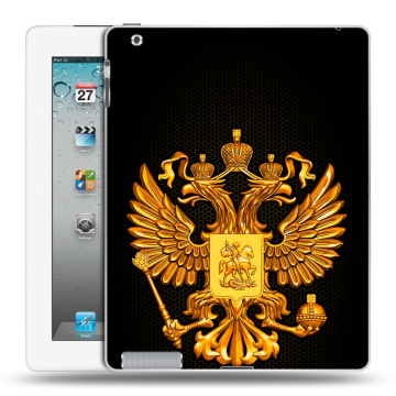 Пластиковый чехол на Ipad 2/3/4 с принтом Герб России желтый Пластиковый чехол на Ipad 2/3/4 с принтом Герб России желтый