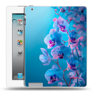 Пластиковый чехол на Ipad 2/3/4 с принтом голубые орхидеи