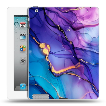 Пластиковый чехол на Ipad 2/3/4 с принтом синий мрамор