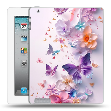 Пластиковый чехол на Ipad 2/3/4 с принтом цветы бабочки