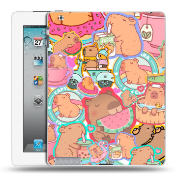 Пластиковый чехол на Ipad 2/3/4 с принтом капибары Пластиковый чехол на Ipad 2/3/4 с принтом капибары