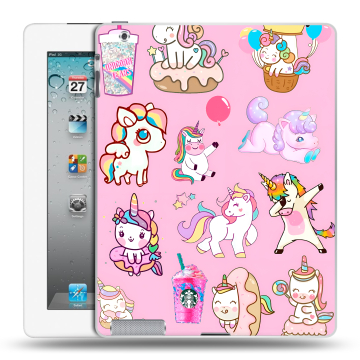 Пластиковый чехол на Ipad 2/3/4 с принтом розовые единороги Пластиковый чехол на Ipad 2/3/4 с принтом розовые единороги