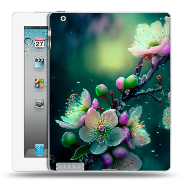 Пластиковый чехол на Ipad 2/3/4 с принтом Цветы и мрамор