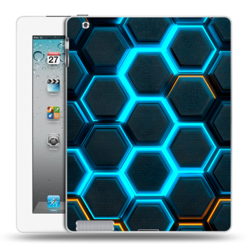 Пластиковый чехол на Ipad 2/3/4 с принтом Неоновые соты Пластиковый чехол на Ipad 2/3/4 с принтом Неоновые соты