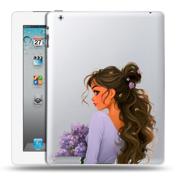 Пластиковый чехол на Ipad 2/3/4 с принтом девушка цветы