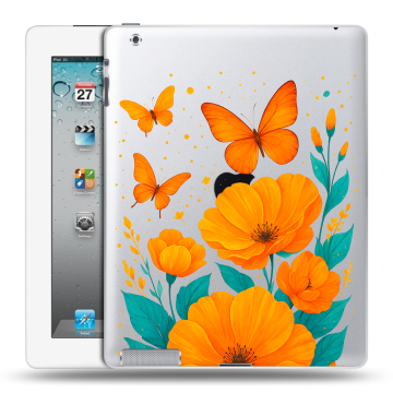 Пластиковый чехол на Ipad 2/3/4 с принтом цветы бабочки