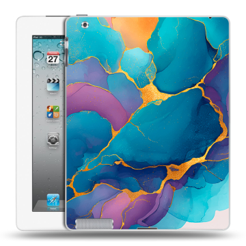 Пластиковый чехол на Ipad 2/3/4 с принтом Мрамор блестки