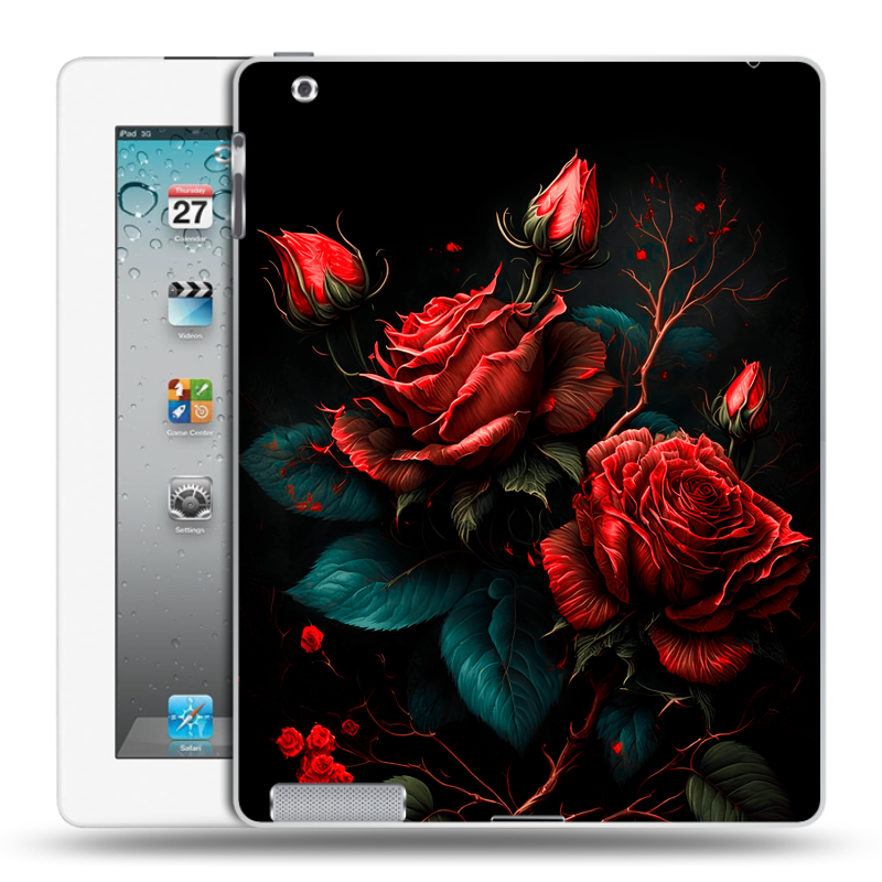 Пластиковый чехол на Ipad 2/3/4 с принтом Розы красные Пластиковый чехол на Ipad 2/3/4 с принтом Розы красные
