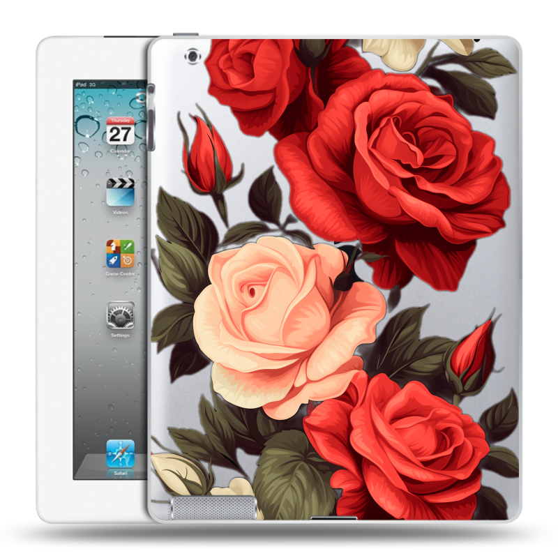 Пластиковый чехол на Ipad 2/3/4 с принтом Розы Пластиковый чехол на Ipad 2/3/4 с принтом Розы