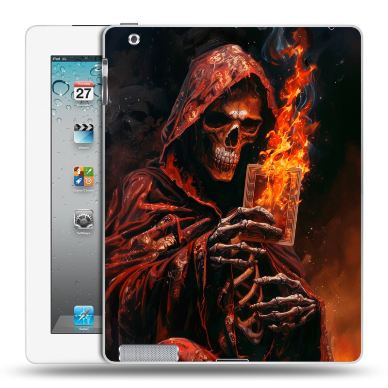 Пластиковый чехол на Ipad 2/3/4 с принтом Скелет и карты Пластиковый чехол на Ipad 2/3/4 с принтом Скелет и карты