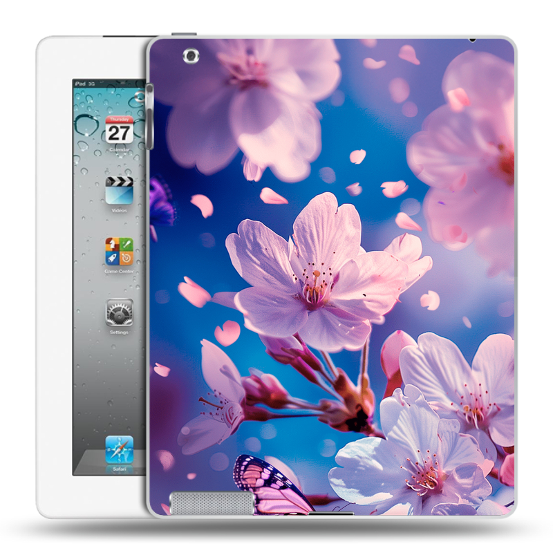 Пластиковый чехол на Ipad 2/3/4 с принтом цветы бабочки Пластиковый чехол на Ipad 2/3/4 с принтом цветы бабочки