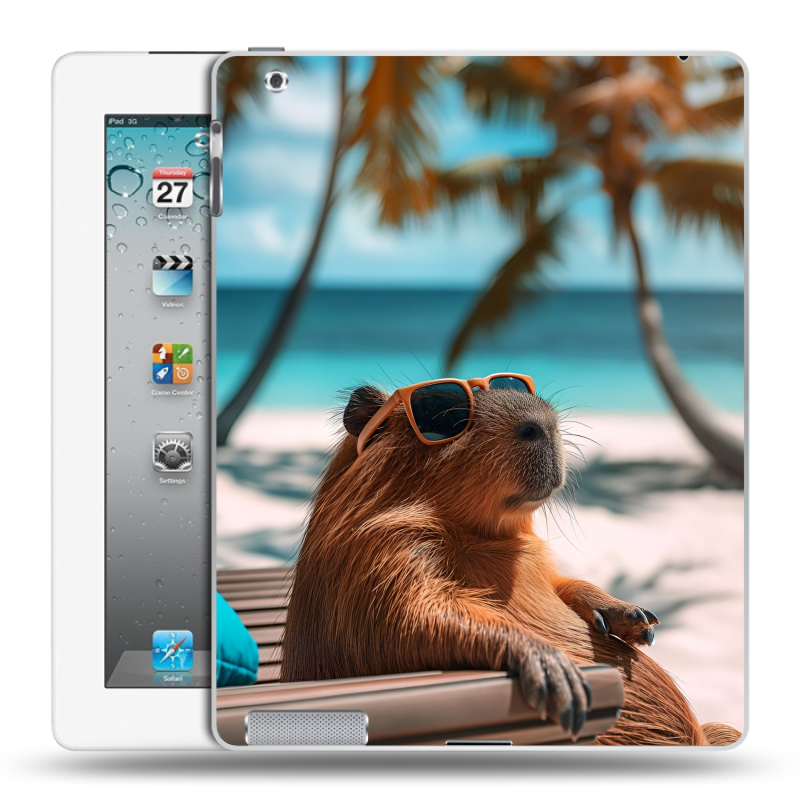 Пластиковый чехол на Ipad 2/3/4 с принтом Капибара Пластиковый чехол на Ipad 2/3/4 с принтом Капибара