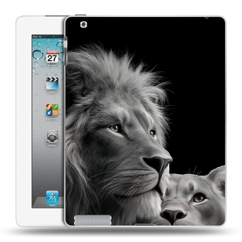 Пластиковый чехол на Ipad 2/3/4 с принтом Лев кошки Пластиковый чехол на Ipad 2/3/4 с принтом Лев кошки