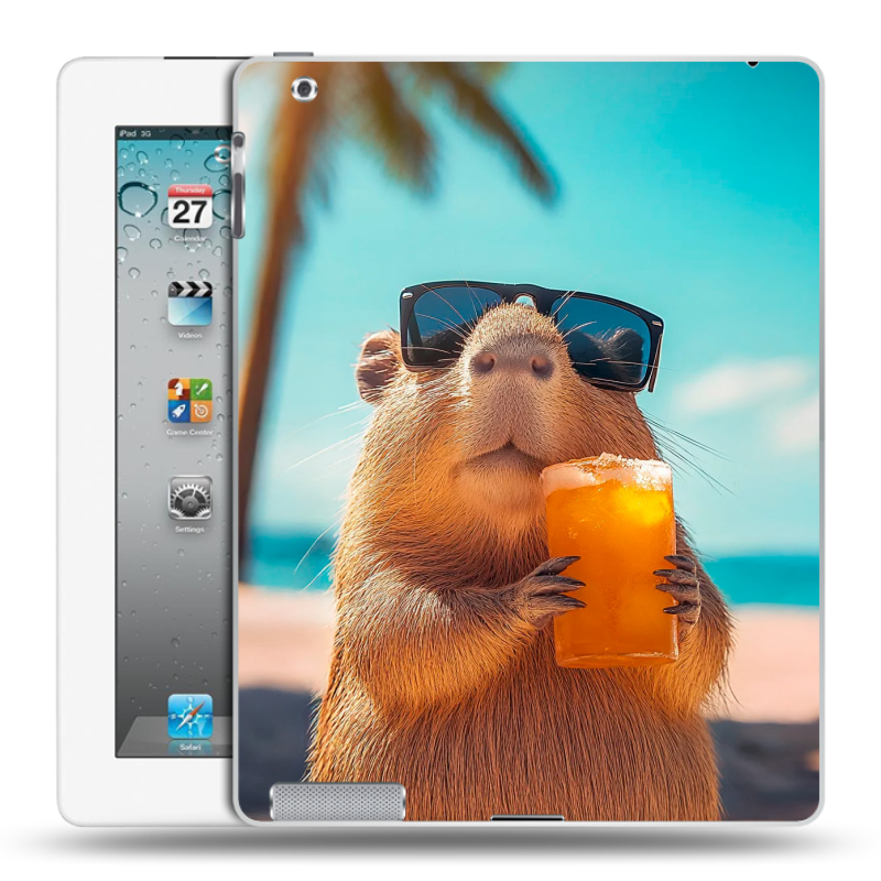 Пластиковый чехол на Ipad 2/3/4 с принтом Капибара Пластиковый чехол на Ipad 2/3/4 с принтом Капибара