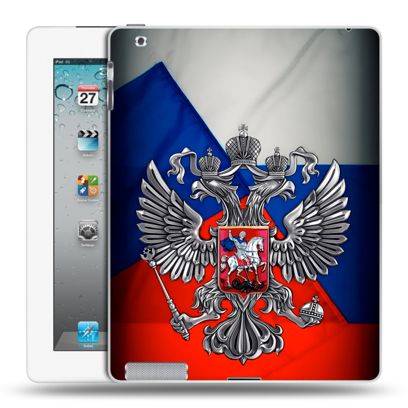 Пластиковый чехол на Ipad 2/3/4 с принтом Флаг России Пластиковый чехол на Ipad 2/3/4 с принтом Флаг России