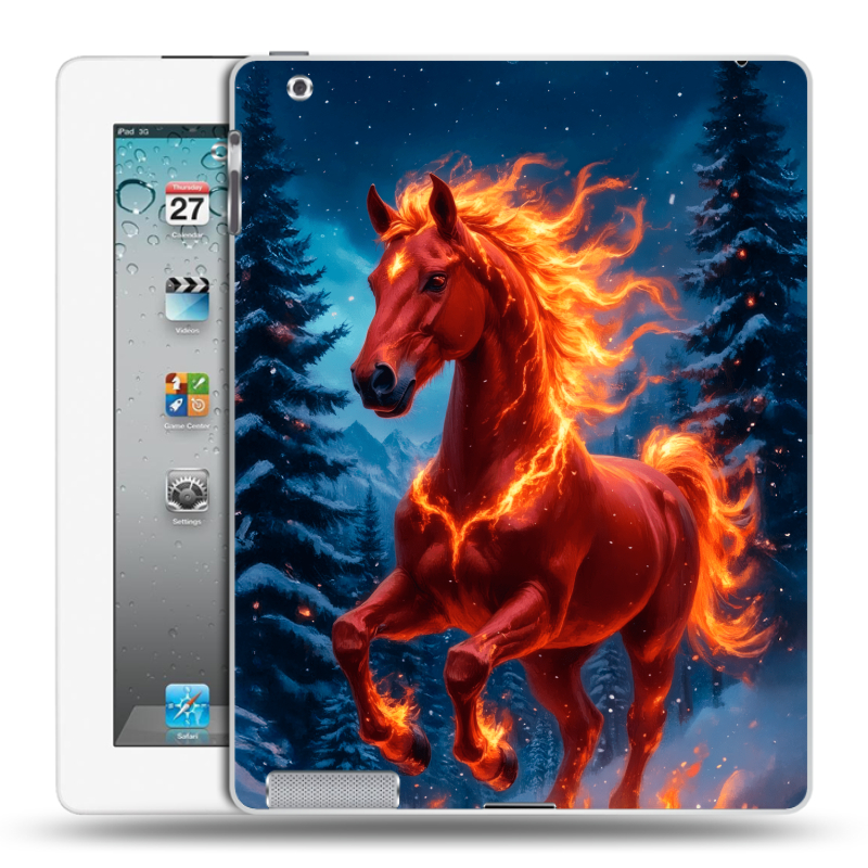 Пластиковый чехол на Ipad 2/3/4 с принтом Новый год коня Пластиковый чехол на Ipad 2/3/4 с принтом Новый год коня