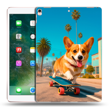 Силиконовый чехол на Ipad Pro 10.5 с принтом Корги на скейте