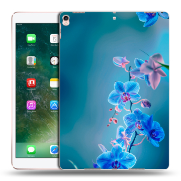 Силиконовый чехол на Ipad Pro 10.5 с принтом Голубые цветы Силиконовый чехол на Ipad Pro 10.5 с принтом Голубые цветы