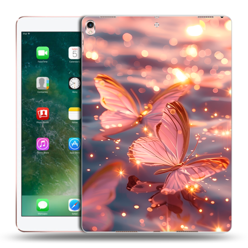 Силиконовый чехол на Ipad Pro 10.5 с принтом бабочки розовые Силиконовый чехол на Ipad Pro 10.5 с принтом бабочки розовые