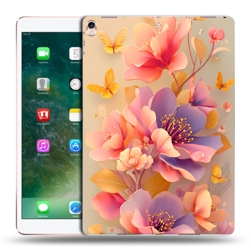 Силиконовый чехол на Ipad Pro 10.5 с принтом Цветы и бабочки Силиконовый чехол на Ipad Pro 10.5 с принтом Цветы и бабочки