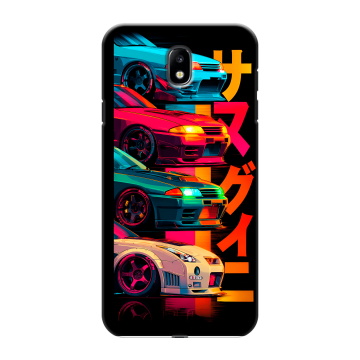 Силиконовый противоударный чехол на Samsung Galaxy J7 (2017) с принтом Гоночные машины Силиконовый противоударный чехол на Samsung Galaxy J7 (2017) с принтом Гоночные машины