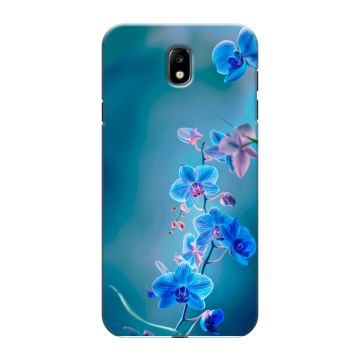 Силиконовый противоударный чехол на Samsung Galaxy J7 (2017) с принтом Голубые цветы Силиконовый противоударный чехол на Samsung Galaxy J7 (2017) с принтом Голубые цветы