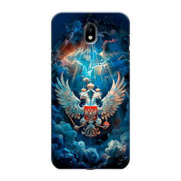 Силиконовый противоударный чехол на Samsung Galaxy J7 (2017) с принтом Герб флаг России Силиконовый противоударный чехол на Samsung Galaxy J7 (2017) с принтом Герб флаг России