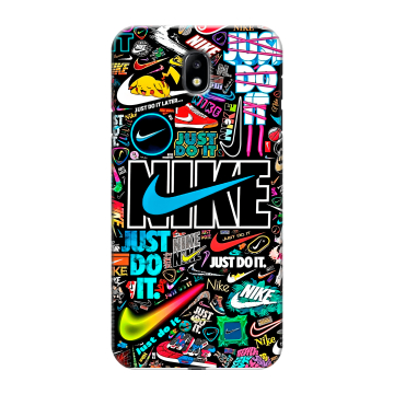 Силиконовый противоударный чехол на Samsung Galaxy J7 (2017) с принтом найк nike черный Силиконовый противоударный чехол на Samsung Galaxy J7 (2017) с принтом найк nike черный