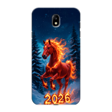 Силиконовый противоударный чехол на Samsung Galaxy J7 (2017) с принтом Новый год коня Силиконовый противоударный чехол на Samsung Galaxy J7 (2017) с принтом Новый год коня