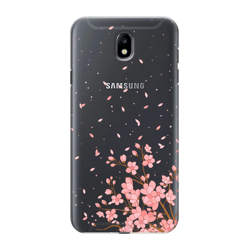 Силиконовый противоударный чехол на Samsung Galaxy J7 (2017) с принтом Ветка сакуры Силиконовый противоударный чехол на Samsung Galaxy J7 (2017) с принтом Ветка сакуры