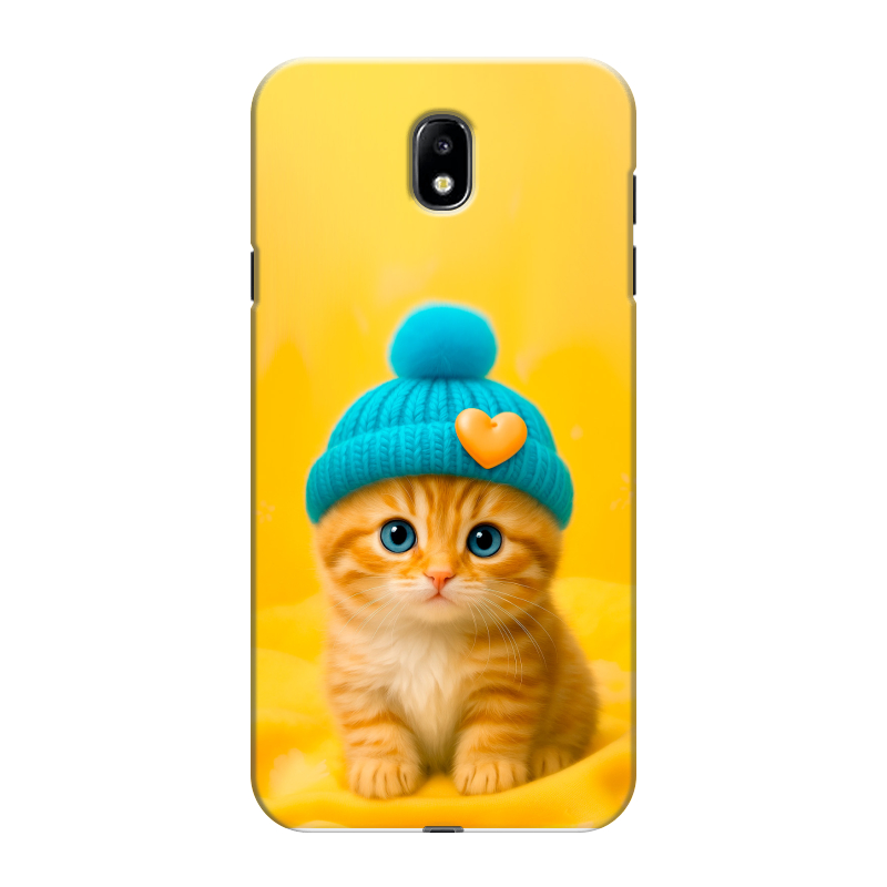 Силиконовый противоударный чехол на Samsung Galaxy J7 (2017) с принтом Котенок в шапке Силиконовый противоударный чехол на Samsung Galaxy J7 (2017) с принтом Котенок в шапке