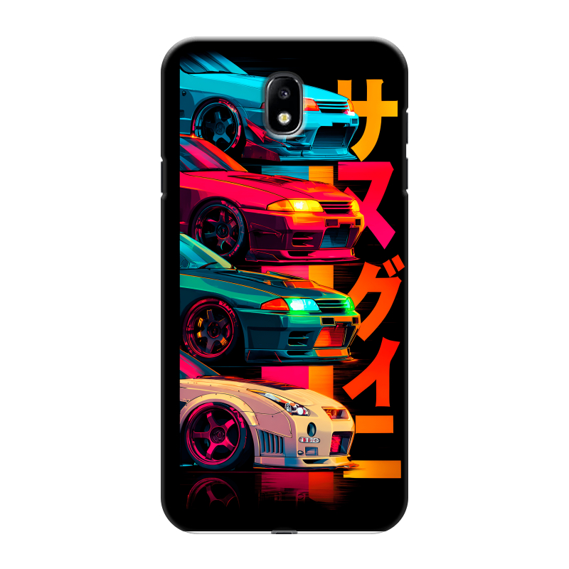 Силиконовый противоударный чехол на Samsung Galaxy J7 (2017) с принтом Гоночные машины Силиконовый противоударный чехол на Samsung Galaxy J7 (2017) с принтом Гоночные машины