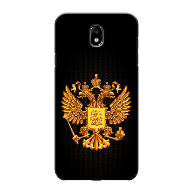 Силиконовый противоударный чехол на Samsung Galaxy J7 (2017) с принтом Герб России желтый Силиконовый противоударный чехол на Samsung Galaxy J7 (2017) с принтом Герб России желтый