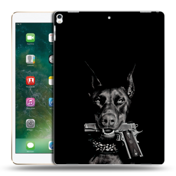 Силиконовый чехол на планшета Ipad Pro 12.9 (2017) с принтом Доберман и пистолет Силиконовый чехол на планшета Ipad Pro 12.9 (2017) с принтом Доберман и пистолет