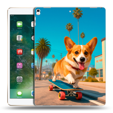 Силиконовый чехол на Ipad Pro 12.9 (2017) с принтом Корги на скейте Силиконовый чехол на Ipad Pro 12.9 (2017) с принтом Корги на скейте