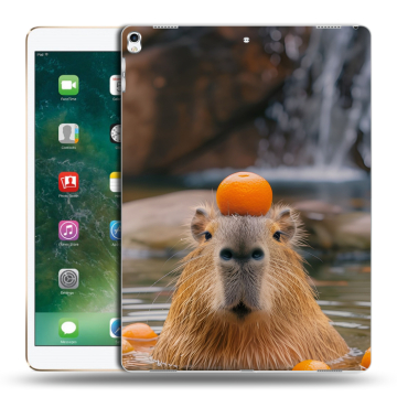 Силиконовый чехол на Ipad Pro 12.9 (2017) с принтом Капибара с апельсином