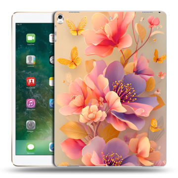 Силиконовый чехол на Ipad Pro 12.9 (2017) с принтом Цветы и бабочки Силиконовый чехол на Ipad Pro 12.9 (2017) с принтом Цветы и бабочки